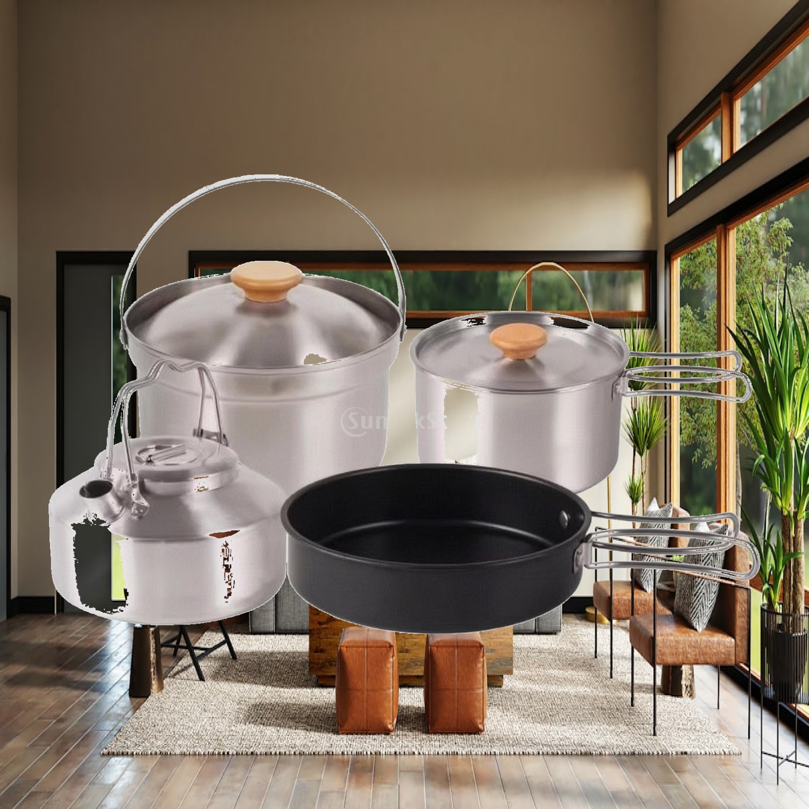 Camping Cooking Sets - 4 Pieces Stainless Steel Camp Cooking