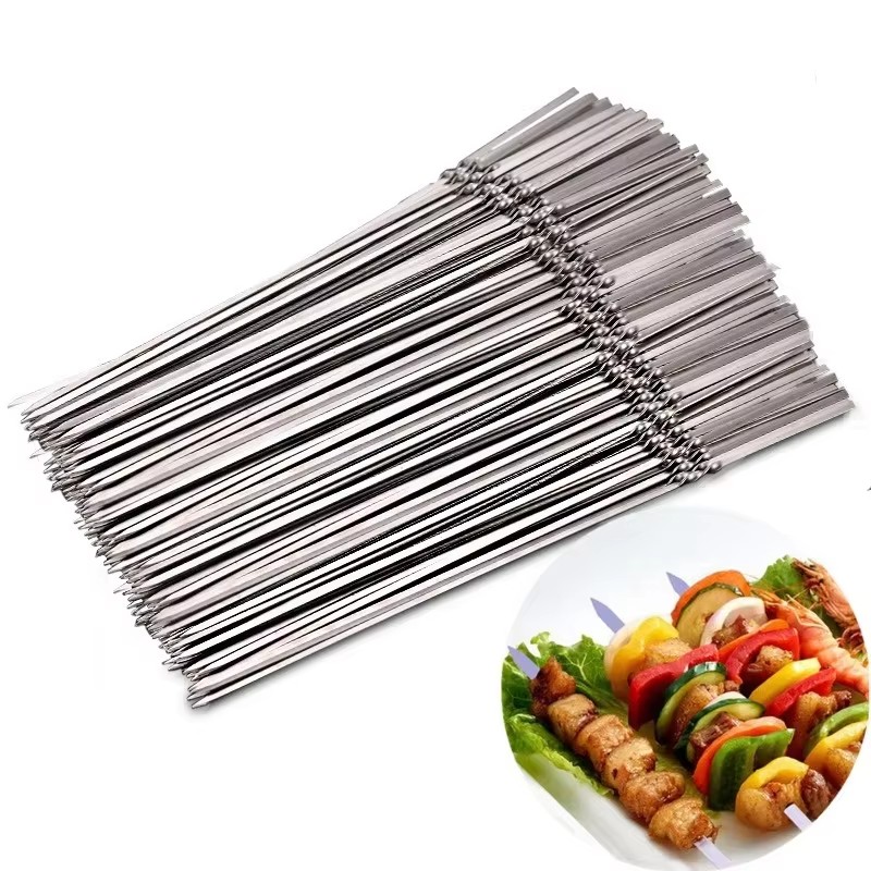 Camping Cooking Candle - 10/30Pcs Stainless Steel Barbecue Skewer Reusable