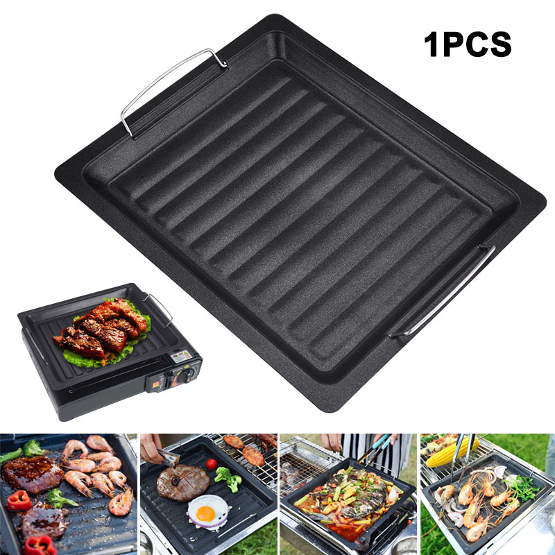 Camping Cooking Frying Pan - Outdoors Thick Square Grill Pan With