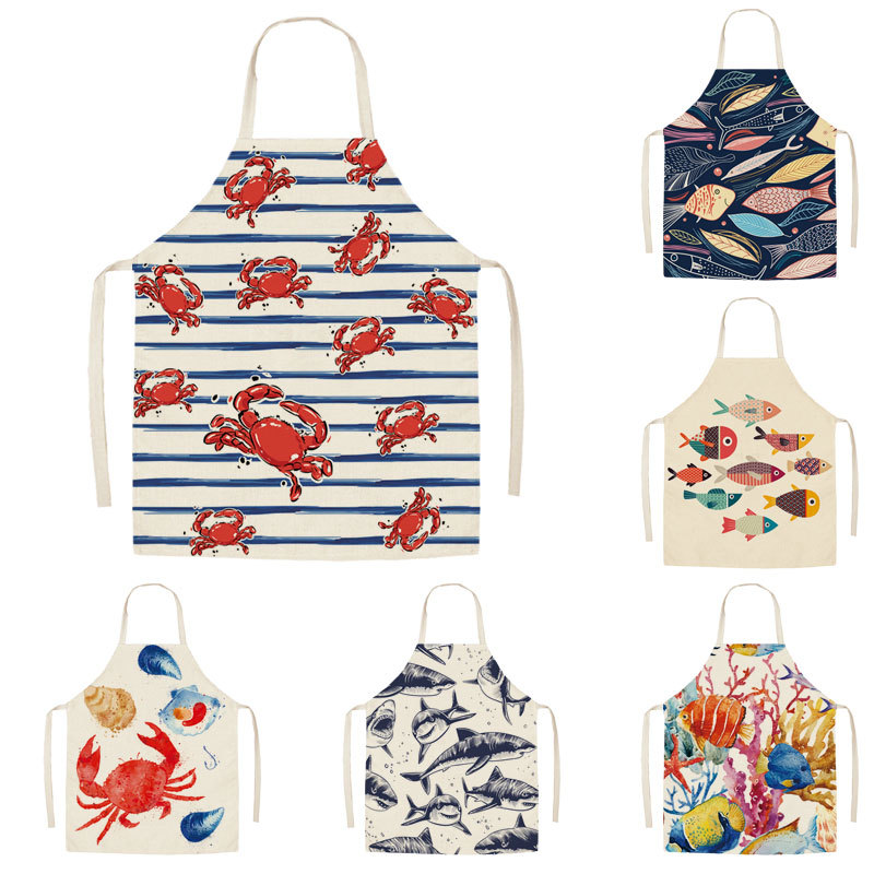 Camping Cooking Apron - 1Pcs Kitchen Apron Cartoon Whale Printed