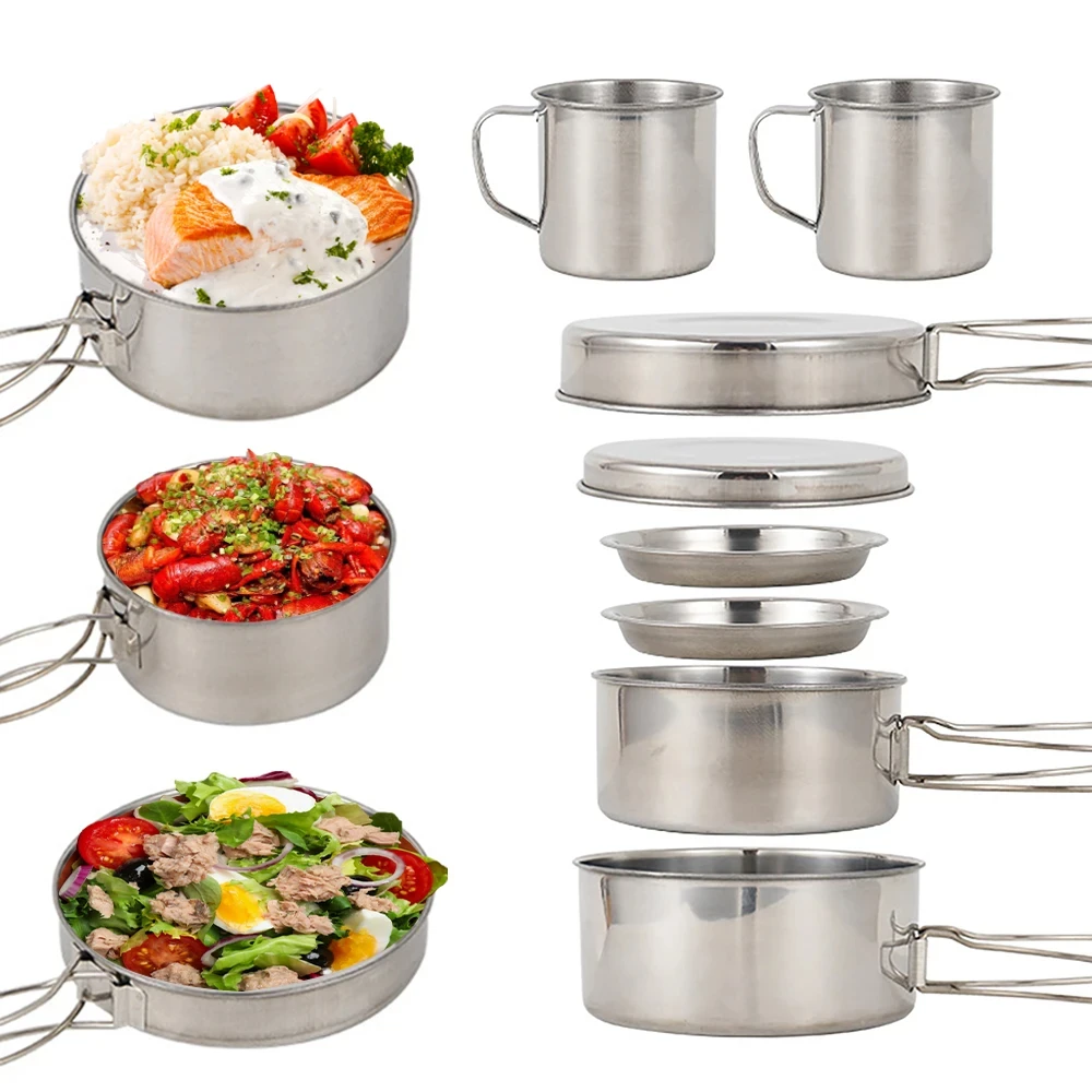 8pcs/Set Camping Cookware Mess - Camping Cooking Pots And Pans review and price