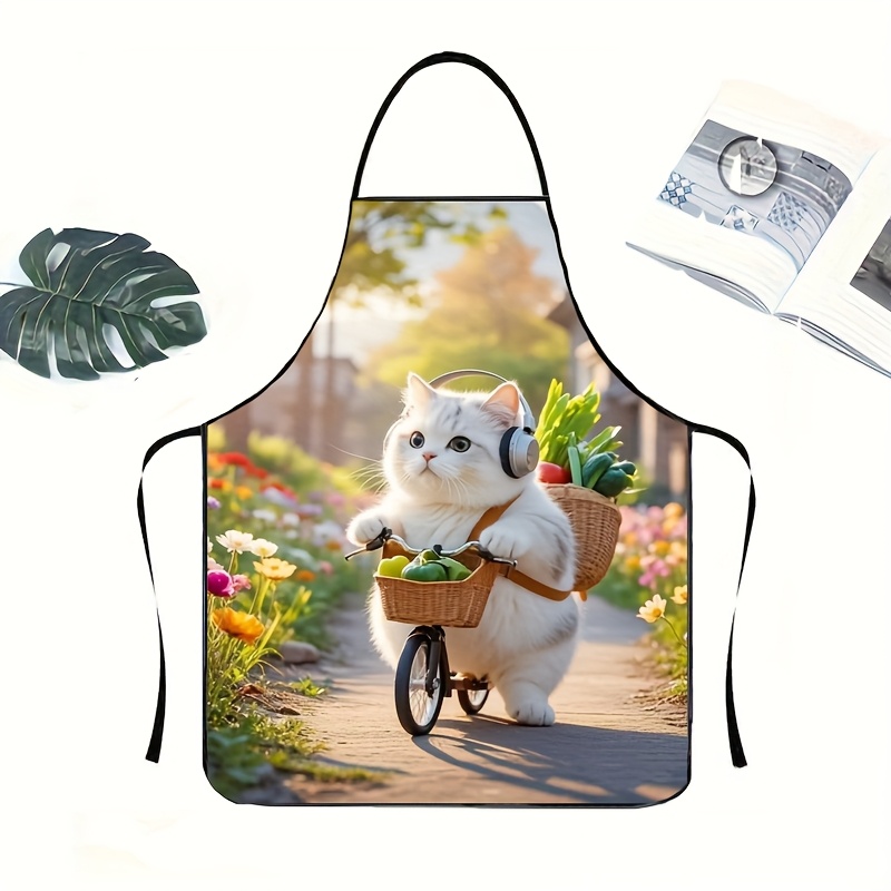 1pc Adorable Fat Cat Bicycle F - Camping Cooking Apron review and price