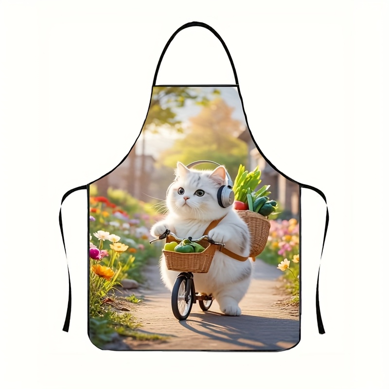 1pc Adorable Fat Cat Bicycle F - Camping Cooking Apron review and price