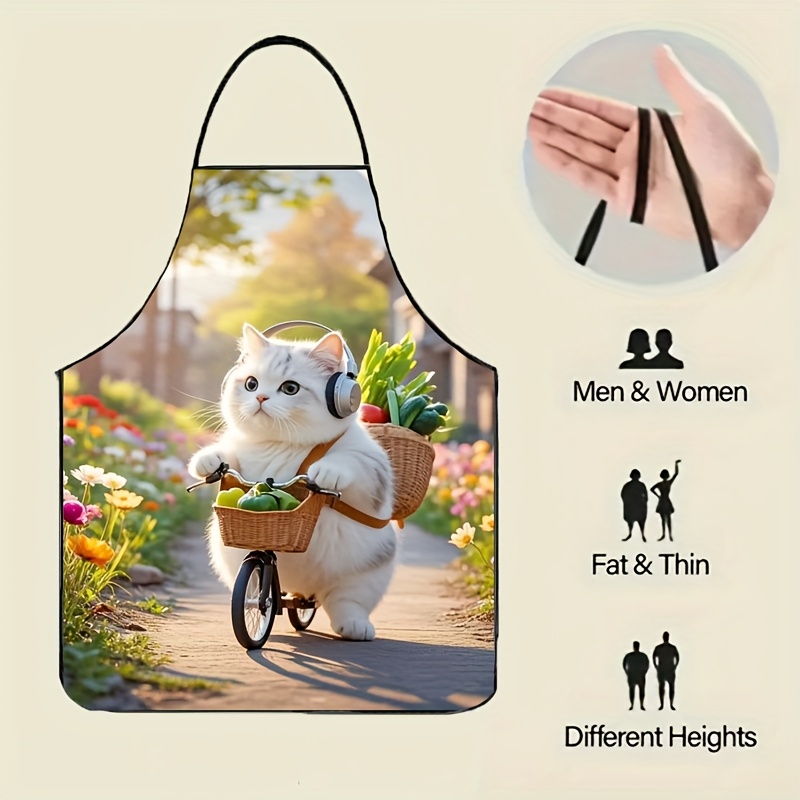 1pc Adorable Fat Cat Bicycle F - Camping Cooking Apron review and price