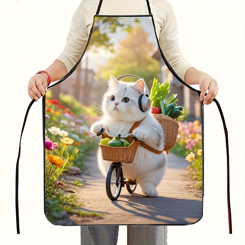 1pc Adorable Fat Cat Bicycle F - Camping Cooking Apron review and price