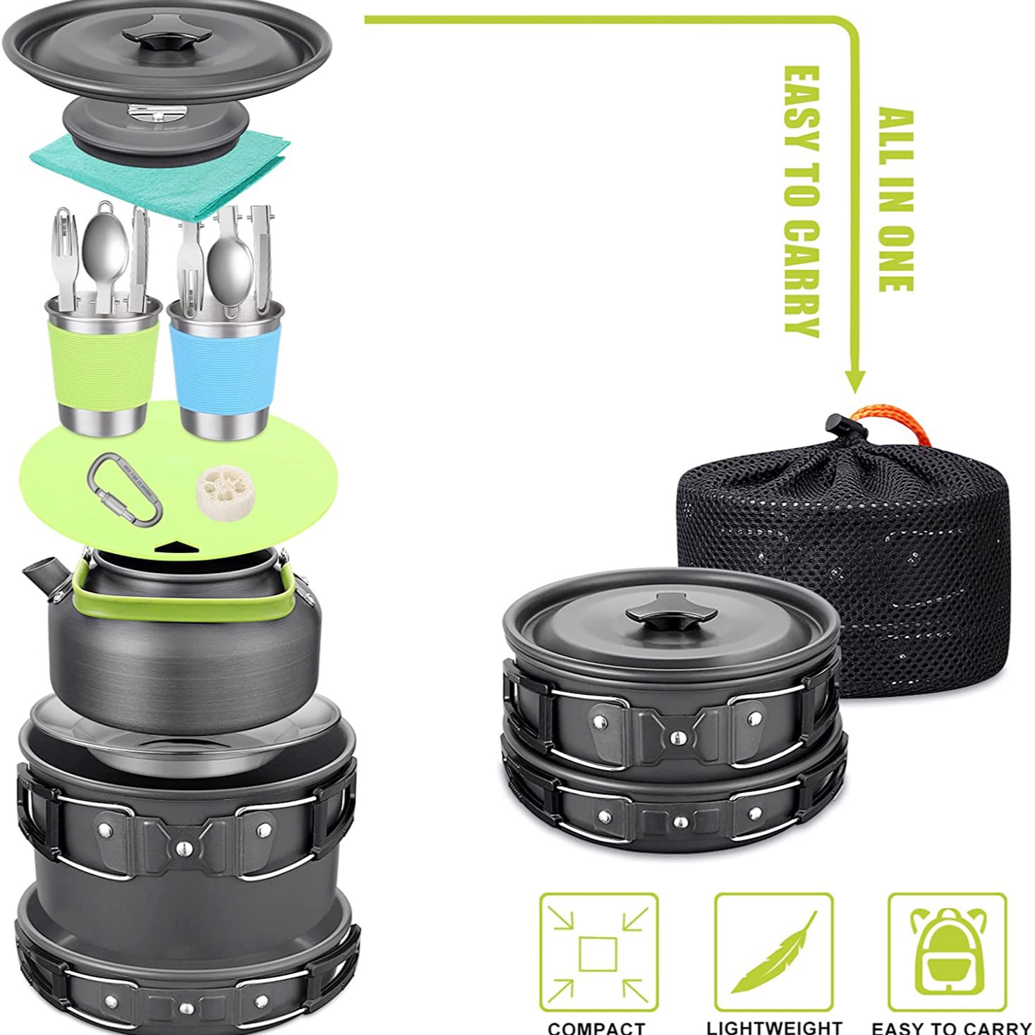 Complete 2-3 Person Camping Co - Camping Cooking Pots And Pans review and price