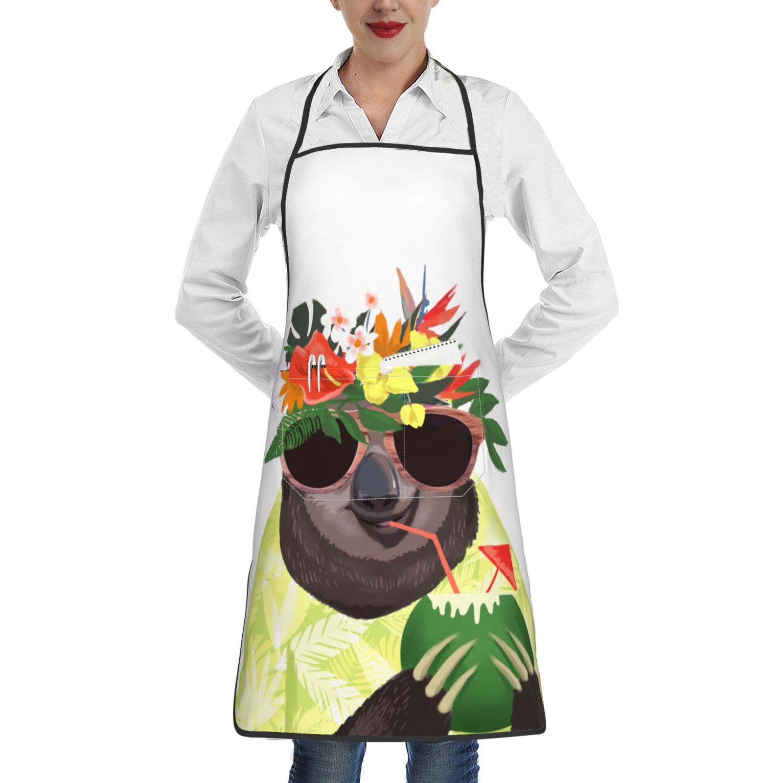 1pc Adult Apron Sloth Print Re - Camping Cooking Apron review and price